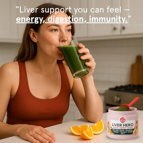 Peach Perfect Liver Hero – Premium Liver Detox and Bloat Support Powder for Women | Milk Thistle, Dandelion, Turmeric, Gin...