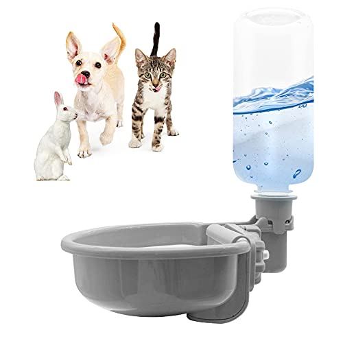 VANNON 16oz Pet Water Bottle, Gravity Dog Water Bowl Dispenser for Cage, Anti-Overflow Water Dispenser for Small Dogs, Cat...