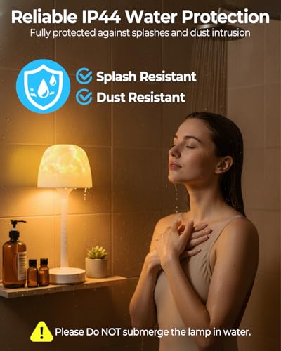Spa-Like Waterproof Shower Lamp, 16 Color Cordless Bathroom Lamp with Remote & Touch Control, Bathroom Mood Lighting Wirel...