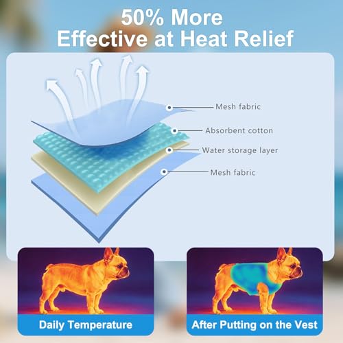 BEAUTYZOO Dog Cooling Vest with Zipper, Lightweight Breathable Cooling Shirt for Summer, Adjustable Reflective Cooling Jac...