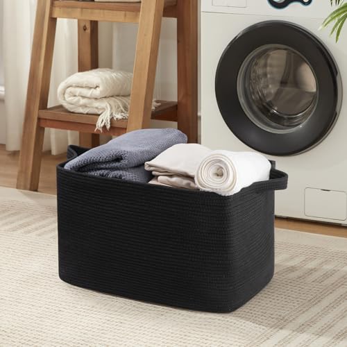 OIASKET 95L Extra Large Blanket Basket, 24" x 16.9" x 14.2" Woven Storage Basket for Living Room, Rectangle Nursery Blanke...