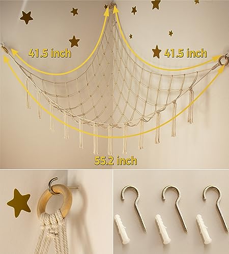 Stuffed Animal Storage Hammock or Net Corner - Large Toy Hammock Net for Stuffed Animals Room Decor - Cute Stuff Animal Or...