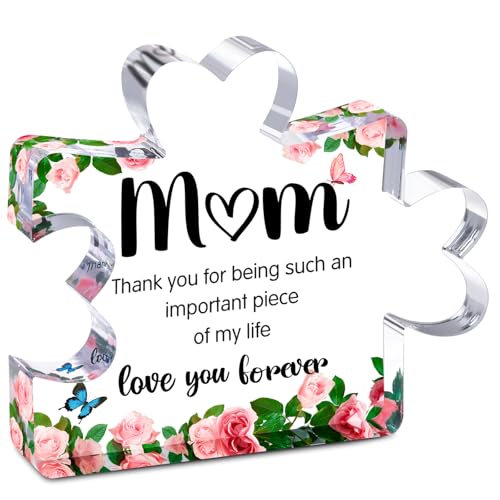 Mothers Day Mom Gifts for Mom Grandma Wife from Husband Daughter Son -Cute Engraved Acrylic Block Puzzle Piece - Mother's,...
