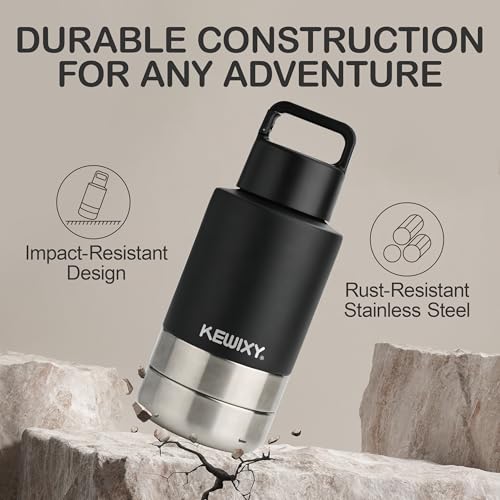 KEWIXY Insulated Dog Travel Water Bottle with Detachable Bowls, 3 in 1 Portable Dog Water Bottle Dispenser, Dog Accessorie...