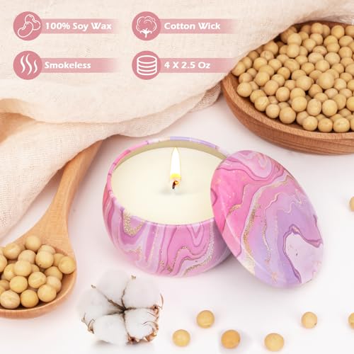 Candles Gift Set for Women, Aromatherapy Candles for Home Scented 4 Pack, 80 Hours Long Lasting, Womens Gifts for Christma...