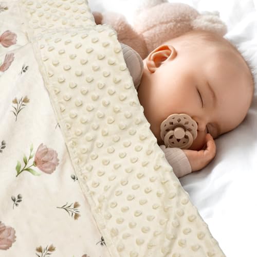 SWESEN Baby Blanket for Girls, Super Soft Double Layer Minky Blankets with Dotted Backing, Floral Toddler Newborn Nursery ...