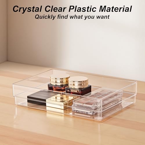 SMARTAKE 7-Piece Drawer Organizer with Non-Slip Silicone Pads, 4-Size Desk Drawer Organizer Trays Storage Tray for Makeup,...