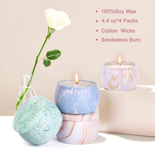 Candles Gifts for Women, Aromatherapy Candle Set, 17.6 oz 4 Pack Vanilla Lemon Fig Lavender Candle for Home Scented 120H B...