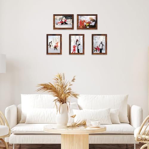 PHAREGE 5x7 Picture Frame Bulk Brown, Set of 18 MDF Wood Grain Frame for Display 5 by 7 Family Wedding Photos on Tabletop ...