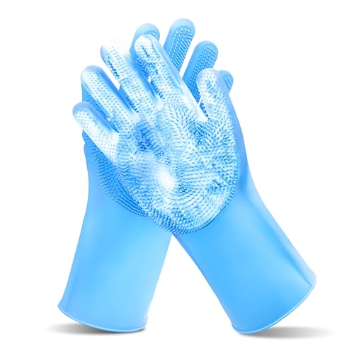 Maiiu Pet Grooming Gloves—Heat Resistant Dog Washing Gloves with High-Density Teeth, Dog Bath Scrubber with Enhanced Five ...
