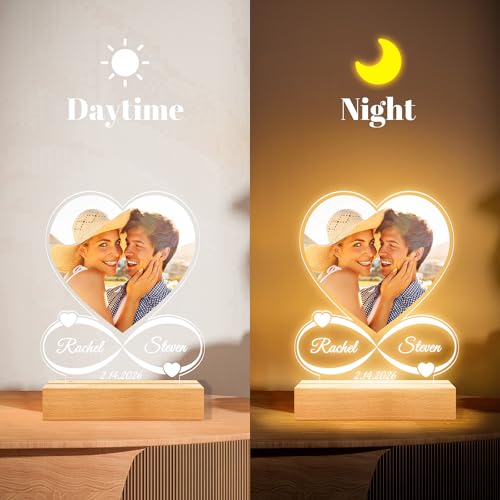 Jkolalin Custom Picture Frames with Photo, Custom Photo Frame with Night Light, Personalized Picture Frame, Personalized A...