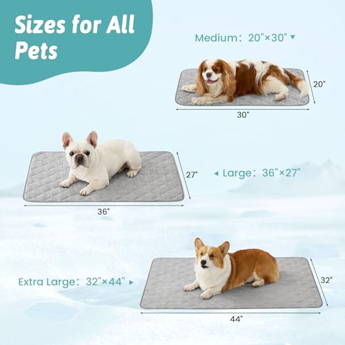 COZY KISS Dog Cooling Mat 27"x36" Q-Max>0.4, Waterproof Pet Bed Cover, Non-Slip Dog Bed Mat, Washable Cooling Pad for Smal...