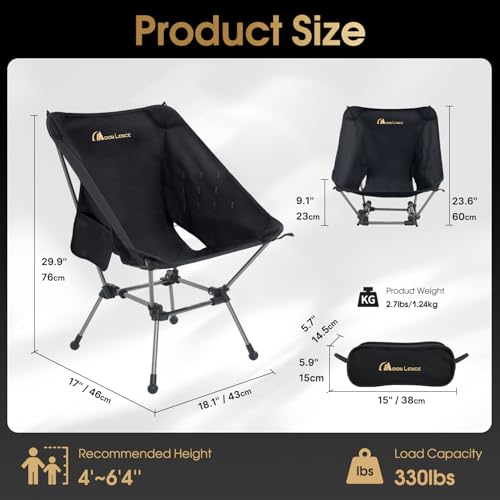 MOON LENCE Portable Camping Chair Plus, Larger & Roomier, Compact and Lightweight Still, Folding Chair for Backpacking & H...