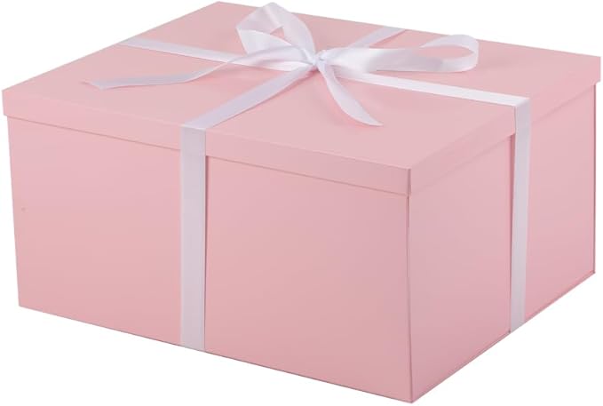 UoeRing 1Pcs Pink Extra Large gift box with lids 16.5×13×8 Inches gift boxes for presents,Birthday Box (include Ribbon, Pa...