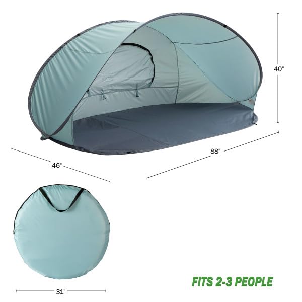 Pop Up Beach Tent - Fits 2-3 People - Sun Shelter with UV Protection and Ventilation - Water and Wind Resistant Camping Ca...