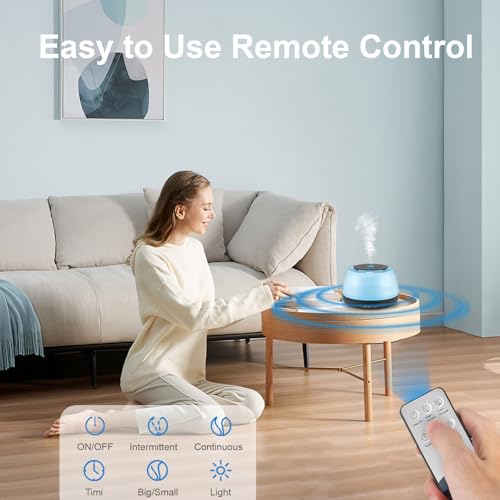 Marchred 300ML Essential Oil Diffuser - 8-Hour Aromatherapy with Remote Control, 7-Color LED Lights, 4 Timer Settings for ...