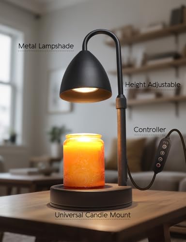 MRSZIRUI Candle Warmer Lamp with Timer Dimmable, Lamp Candle Warmer Birthday Gifts for Women, Black Adjustable Wax Melter ...