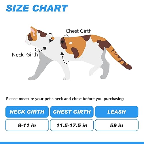 VKPETFR Cat Harness and Leash Set with Airtag Holder for Walking & Travelling, Escape Proof Cat Harness for Small Medium L...