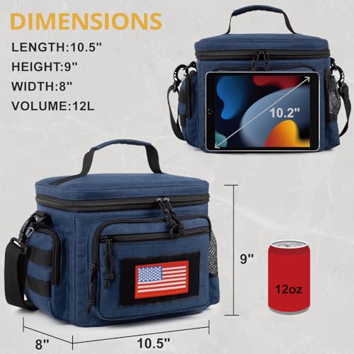 Lunch Box for Men, Tactical Lunch Bag MOLLE Webbing Leakproof Insulated Lunch Cooler Women Adult Meal with Adjustable Shou...