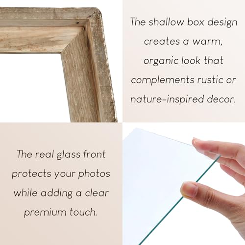 NWDCLF Rustic 8x10 Picture Frame, Reclaimed Barnwood Photo Frame with Real Glass, Distressed Natural Wood Frame for Wall a...