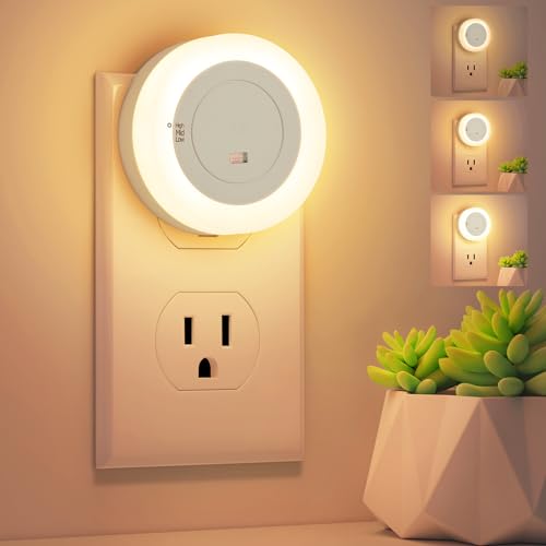 FOLKSMATE LED Night Lights Plug in, Dimmable Nightlight Plug Into Wall with Light Sensor, Soft White Adjustable for Adult...