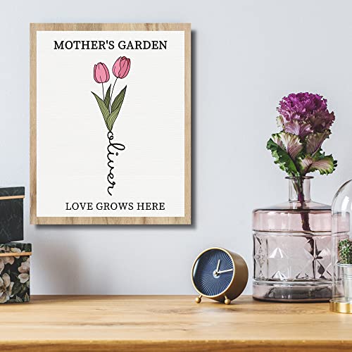 Mothers Day Unique Gifts For Mom, Customized Birth Month Flower Mothers Garden, Custom Canvas With Name Wall Art, Personal...