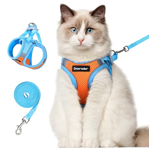 Dooradar Cat Harness and Leash Set, Escape Proof Lightweight Kitten Harness, Soft Breathable Reflective Vest for Outdoor W...
