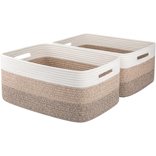 OIASKET Large Storage Basket for Organizing, Woven Rope Basket for Shelves, Closet Organizer Bins for Clothes, Blanket, To...