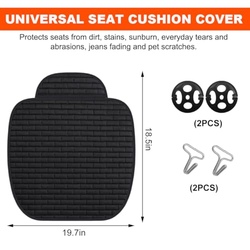 KVAEY Linen Back Car Seat Cover, Anti-Slip Long Bottom Rear Seat Cover Protector with Storage Pockets, Breathable Linen Re...