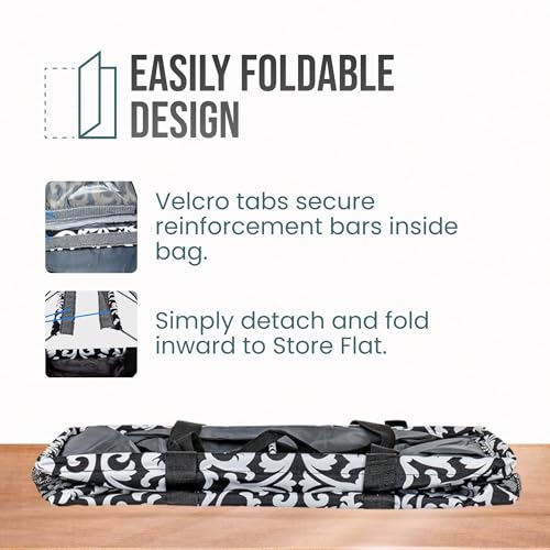 Lucazzi Extra Large Utility Tote Bag - Oversized Collapsible Reusable Wire Frame Rectangular Canvas Basket With Two Exteri...
