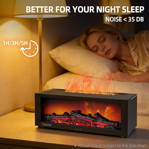 TMEHM Fireplace Flame Air Diffuser Humidifier,7 Colors Aromatherapy Essential Oil Diffuser,Ultrasonic Aroma Humidifier wit...