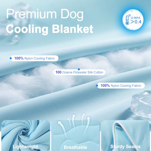 Tivray Premium Cooling Dog Blanket, Q-MAX>0.4 Cooling Blanket for Dogs, Washable Lightweight Summer Quilt for Pets and Hum...