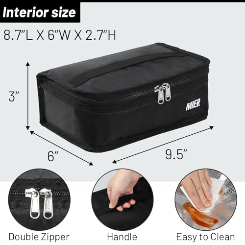 MIER Small Lunch Bag for Kids & Adults Compact Insulated Lunch Box Portable Thermal Mini Cooler for Work School Travel, Black