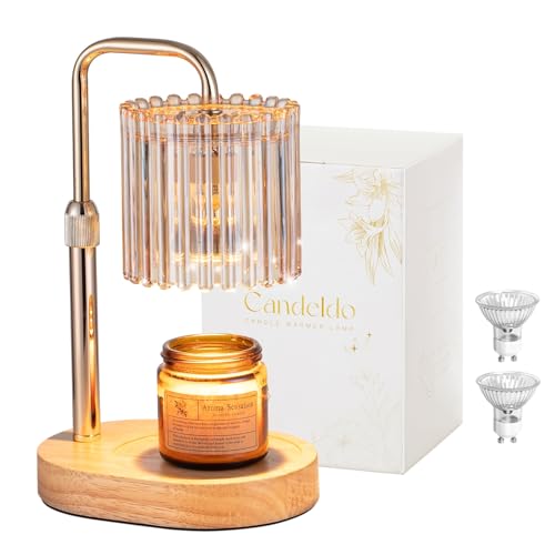 Candeldo Candle Warmer Lamp with Timer: Gold Candle Warming Lamp Height Adjustable Wax Melt Warmer Dimmable Modern Farmhou...