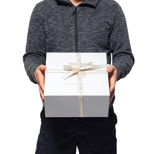 Mcfleet Gift Boxes with Lids 10x10x5 Inches 10 Pack Bridesmaid Proposal White Cardboard Gift Box for Presents, Christmas, ...