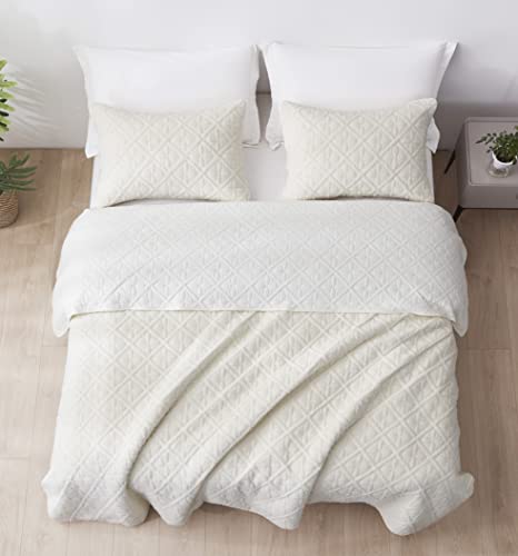 Chezmoi Collection Bethany 3-Piece Queen Sherpa Quilt Set - Floral Quilted Sherpa Blanket Reversible Washed Microfiber Lig...