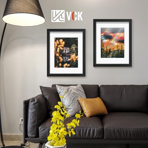 VCK 16x20 Picture Frame Set of 2 Display Pictures 11x14 with Mat or 16x20 Without Mat, Wall Gallery Poster Frames,Horizont...