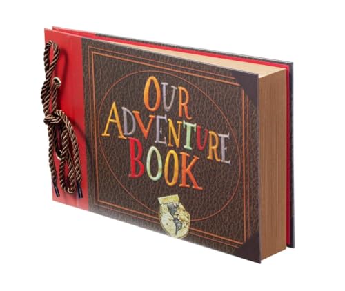 Scrapbook Photo Album,Our Adventure Book, Embossed Words Hard Cover Movie Up Travel Scrapbook for Anniversary, Wedding, Tr...