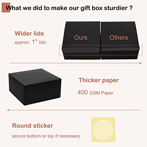 Mcfleet Black Gift Boxes with Lids 8x8x4 Inches 10 Pack Groomsmen Proposal Cardboard Craft Small Gift Box for Christmas, W...