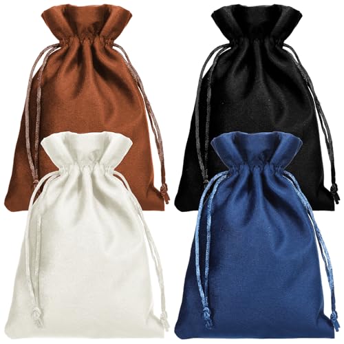 Velvet Gift Bags, 4pcs Dice Storage Bag with Drawstring 5 x7 inch Mixed Drawstring Soft Velvet Cloth Jewelry Pouches Small...