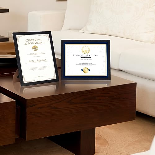 HORLIMER 8.5 x 11 Picture Frame Set of 15, Black Photo Frames 8.5 by 11 for Certificate Diploma Document, Wall Hanging or ...