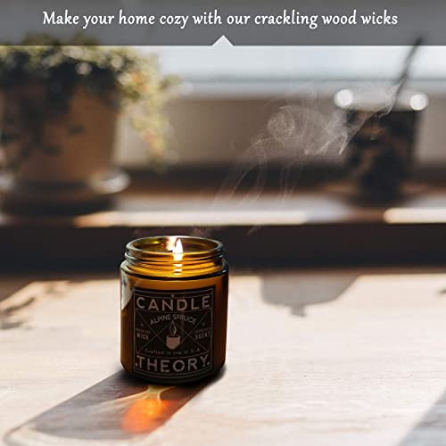 Scented Candle Gift Set with Crackling Wood Wicks 3, 4oz Candles, Misty Falls, Alpine Spruce, Spring Meadow - Designed for...