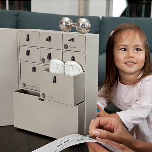Savor I Baby Deluxe Box | Acid-Free Newborn Keepsake & Memory Organizer with 52 Labels, 9 Drawers, 8 File Folders | Mothe...