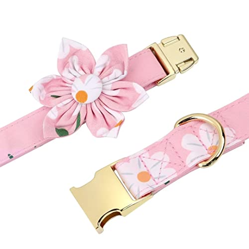 Beirui Cute Girl Dog Collars, Harnesses & Leashes Set - Adjustable Dog Collar and Leash Set with Flower - Soft Mesh Dog Ve...