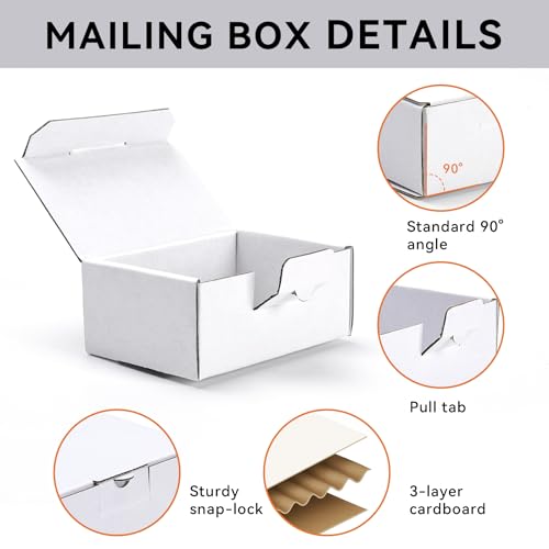 LineKap Small Shipping Boxes 3.5x2.2x1.6 Inches, 10-Pack White Corrugated Cardboard Boxes for Mailing, Storing, Gift Packa...