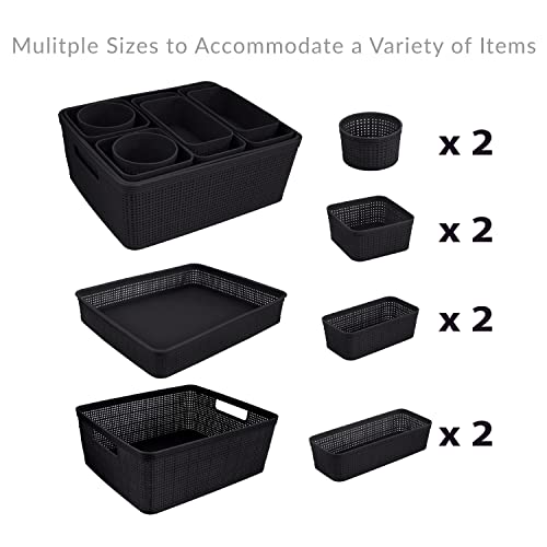 Simplify 10 Piece Organizing Set | Multiple Size Bins | Multipurpose | Office | Desk | Dorm | Bathroom | Storage Basket | ...