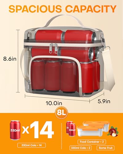 HOTOR Lunch Box for Women - Insulated Lunch Bag with Spacious 8L Capacity, PU Leather Cooler Bag, Water-Resistant & Easy t...