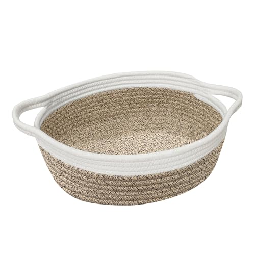 HONCESTA Woven Cotton Rope Gift Basket, Small Baskets for Gifts Empty, Cute Baby Nursery Basket, Pet Toy Storage Bin for D...