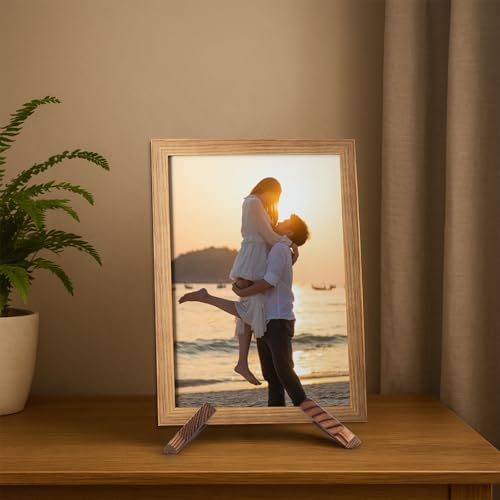 XKDOUS 2 Pack Plate Stand for Display, 6.5 Inch Wood Plate Display Holders, Picture Frame Holder, Cookbook Stand Recipe Bo...