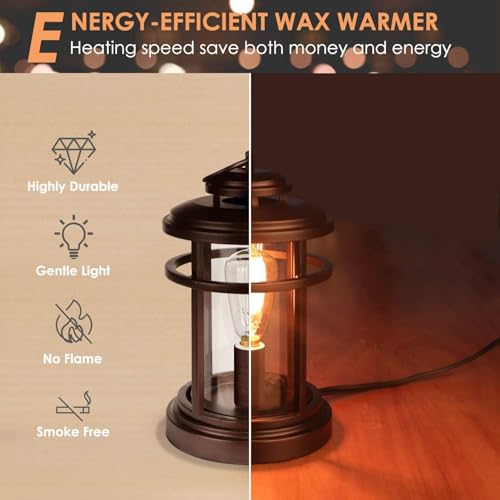 SALKING Electric Wax Warmer - Metal Wax Melt Warmer for Scented Wax,Candle Wax Burner Fragrance Warmer and 2 Edison Bulbs,...